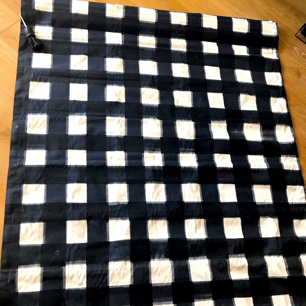 Caitlin Wilson Navy Buffalo Check Custom Sewn Roman Shade made by professional